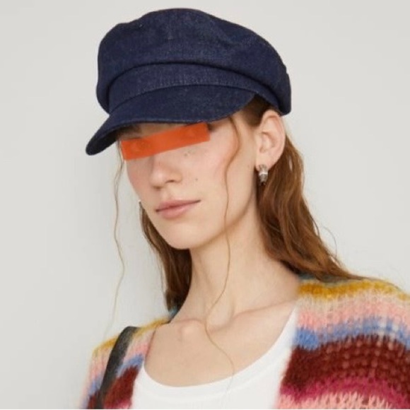 NWOT Marella by Max Mara Beret of Denim Cotton with Visor Lined. Sz:OS Spring - Picture 7 of 16